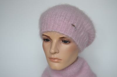 Розовый мохеровый берет Визио Италия
