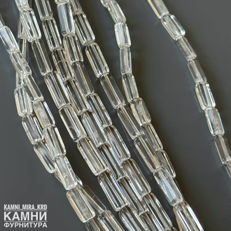 Горный хрусталь прозрачный синтезированные прямоугольные палочки 9,9-11,8х3,7 мм, цена за нить 19 см