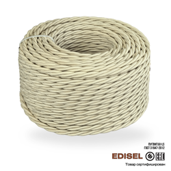 Витой ретро провод 3х2.5 слоновая кость бухта