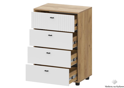 Милан Комод 4 ящика Дуб Золотой/Белый матовый