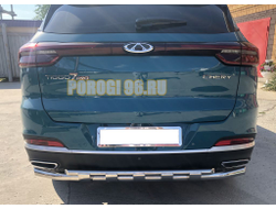 Защита заднего бампера двойная с перемычками d60/42 для Chery Tiggo 7 Pro 2021-