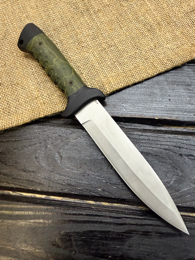 Подарочный нож 6Х9С сталь VG-10, рукоять комбинированная G10 и микарта зеленая