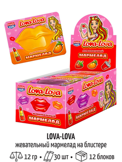 Жевательный мармелад на блистере "Lova-Lova" ассорти 12гр*30шт*12 блоков