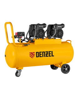 Компрессор безмасл. малошумный DLP-3000/100, 3 кВт, 2х1,5 кВт,100 л, 2850 об/мин,500 л/мин Denzel