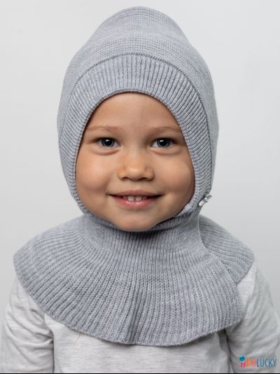 Шапка-шлем 24201-01 х/б подклад, светло-серый меланж 40-42