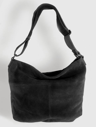 (АРТИКУЛ: 10045/8) СУМКА МЕШОК ЖЕНСКАЯ, БОЛЬШАЯ, НАТУРАЛЬНЫЕ КОЖА/ЗАМША, ЧЕРНАЯ, ШИРОКИЙ РЕМЕНЬ ЧЕРЕЗ ПЛЕЧО