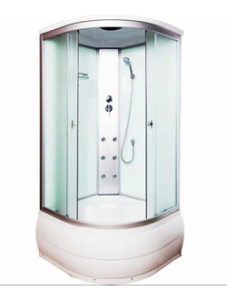 Душевая кабина Водный Мир ВМ-889, Высокий поддон, задние стекла белые, передние стекла рифлёные, 100x100x215 см.