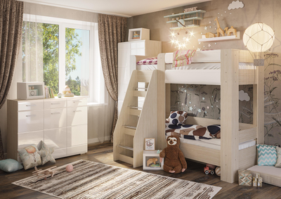 Композиция детской СИМБА Дуб Белфорт/Белый глянец