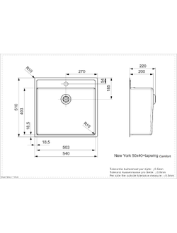Мойка Reginox New York L 50x40 tapwing Comfort matt