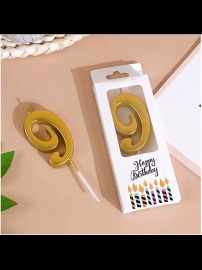 Свеча-цифра для торта "9" (золото)