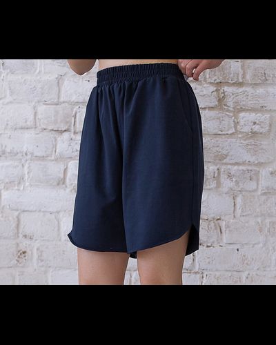 Шорты из тонкого футера с боковыми разрезами (темно-синий)