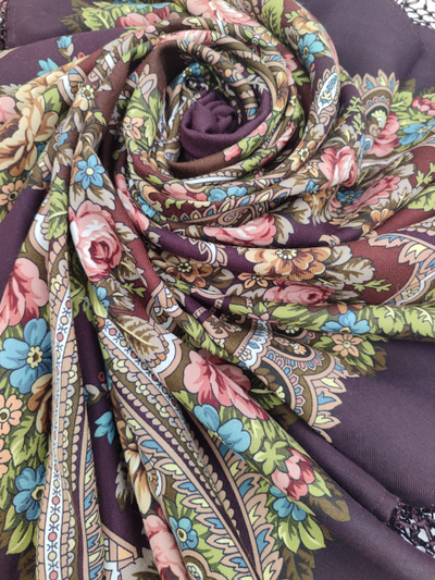 Павловопосадский платок Небесный 391-17