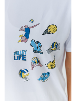 Футболка повседневная БЕЛАЯ  Volleylife (со стикерами) размер 50-56