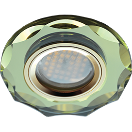 Светильник встраиваемый Ecola DL1653 MR16 GU5.3 стекло с вогнутыми гранями Золото/Золото 25x90 FG1653EFF