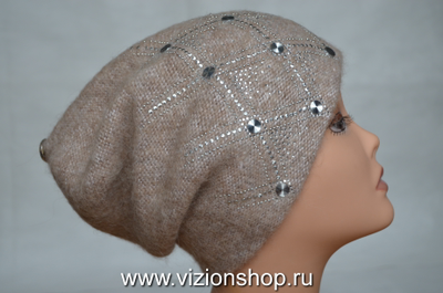 вязаная бежевая шапка Vizio Италия фото Череповец