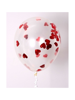 Шар с красными металлизированными сердцами 30см