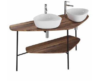 Столешница под 2 раковины Vitra Plural, 160 см, массив, цвет темный дуб, 64043