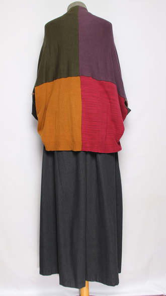 Жакет комбинированный "Джинса трикотаж" рукав зеленый  р.48-54