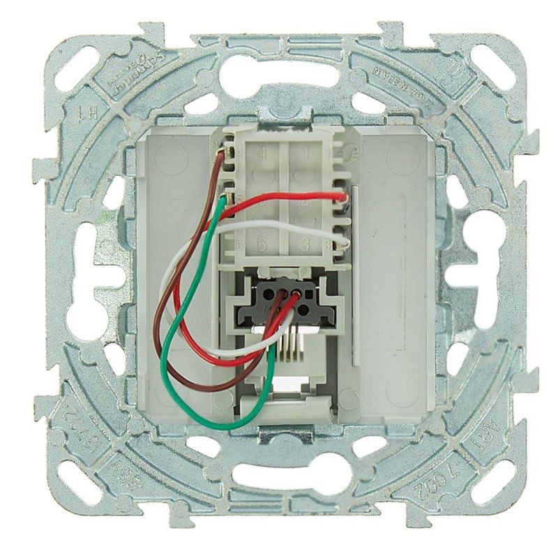 РАСКЛЮЧЕНИЕ ТЕЛЕФОННОЙ РОЗЕТКИ RJ11 SCHNEIDER ELECTRIC UNICA TOP, ЦВЕТ - АЛЮМИНИЙ