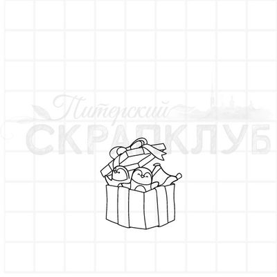 Штамп пингвин в подарочной коробке