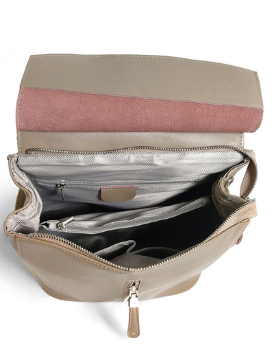 (АРТИКУЛ: 9796/61) ЖЕНСКИЙ РЮКЗАК, СРЕДНЕГО РАЗМЕРА, НАТУРАЛЬНАЯ КОЖА, БЕЖЕВЫЙ, СПЕРЕДИ ВЕРТИКАЛЬНЫЙ КАРМАН