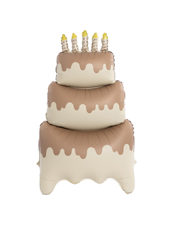 Шар 3D (47''/119 см) Фигура, Торт со свечками, Бежевый, Сатин