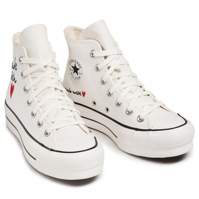 Высокие конверс All Star Lift Valentines Day с красным сердечком 571119C