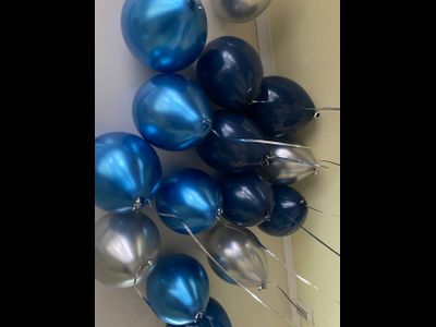 Шары под потолок хром серебро,хром синий,темно-синий пастель 15шт