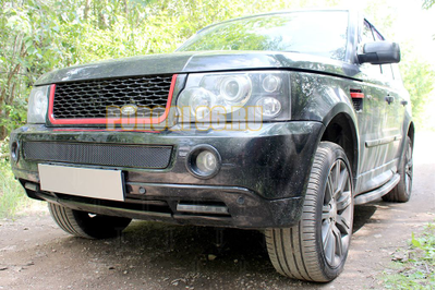 Защита радиатора Land Rover Range Rover Sport I 2005-2009 (3D) black низ PREMIUM