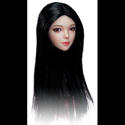 Женская голова (скульпт) с длинными волосами (черные) 1/6 scale  (SDDX04С) - SUPER DUCK