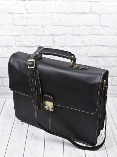 Кожаный портфель Brusado black (арт. 2011-01)
