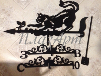 Флюгер на крышу Кошка с птичкой