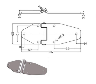 Петля для ящиков (187 мм) оцинкованная сталь
