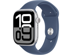 Apple Watch Series 10 42mm Silver Aluminium Case with Denim Sport Band S/M