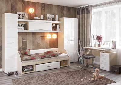 Композиция детской СИМБА Дуб Белфорт/Белый глянец