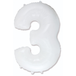 Воздушный шар фольгированный "ЦИФРА 3. Белый" 102 см.