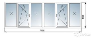 Остекление лоджии шириной 6 метров, пластиковыми окнами