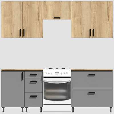 Кухня Эконом 1,8 метра (900х900) Цвет: Дуб Вотан/Базальт