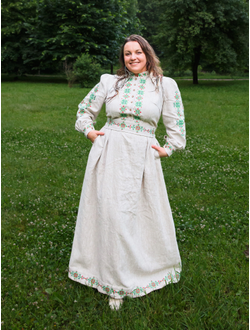 Платье-рубашка «Процветание» из небеленого льна