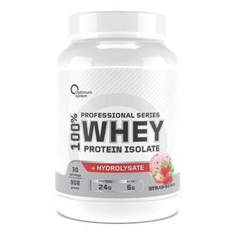 (Optimum System) 100% WHEY Protein Isolate - (908 гр) - (клубника)