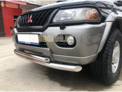 Защита переднего бампера двойная d60/53 для Mitsubishi Pajero Sport (1998-2007)