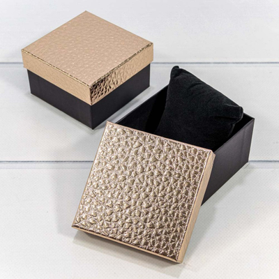 Коробка квадратная подарочная (бронза/черная), 9*9*5,5см