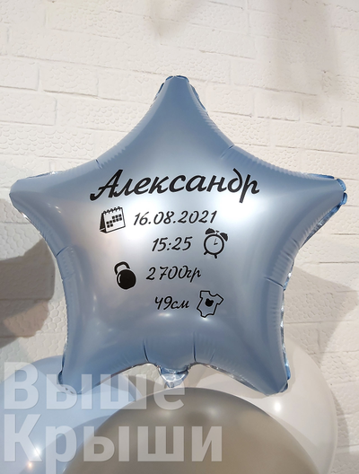 Индивидуальная наклейка на шар с метрикой младенца в Ростове-на-Дону