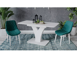 Стол обеденный раздвижной «Люксембург» Тип 2 Белый/Стекло белое матовое