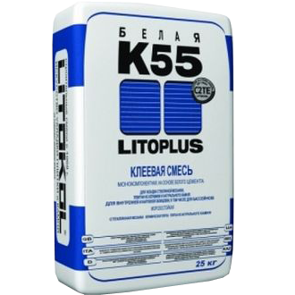 Плиточный клей LITOPLUS ЛИТОКОЛ K 55  белая   25 кг