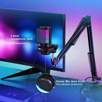 Микрофон проводной конденсаторный на стойке OT-PCS08A RGB