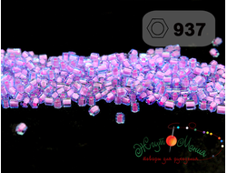 Toho Hexagon 11/0 937  Inside-Color Aqua/Bubble Gum Pink-Lined