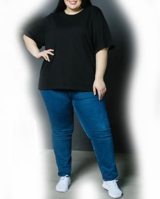 Женская футболка  из хлопка БОЛЬШОГО размера Арт. 2975-2189 (цвет черный) Размеры 48-80