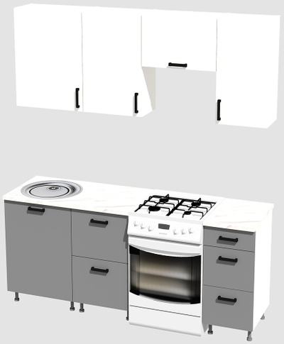 Кухня эконом 1,5 метра (600х500х400) Цвет: Белый/Базальт