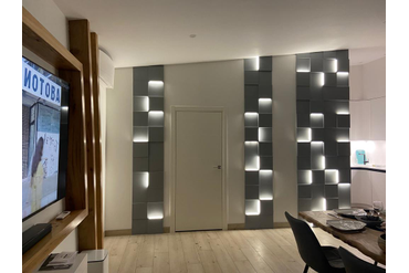 Смонтированные световые панели "LightUnit" в г.Дзержинский, Московская область. Размер панелей 250*250мм (толщины - 10, 20 и 30мм).